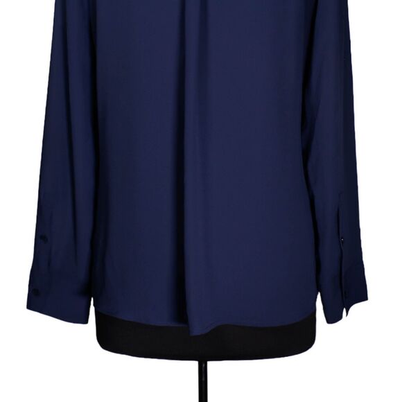 Express Women's Shirt Button Up Blue Floral Lace V-Neck Slim Fit Blouse Top M - Picture 9 of 11